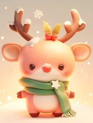Naklejka premium 3D design Christmas character cute Christmas elk