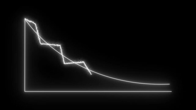 Isolated down business graph icon animation on background.