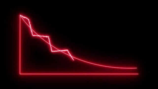 Isolated down business graph icon animation on background.