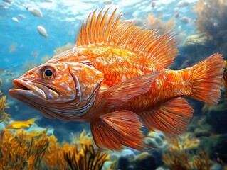 Vibrant Orange Fish Swimming in a Coral Reef