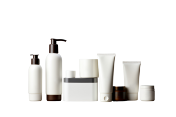 Gentle dishwashing liquid on a white background Display beautiful packaging bottles and a thick, soft sponge