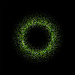 Explosion of shiny green circles on a black background. Frame. Eps 10