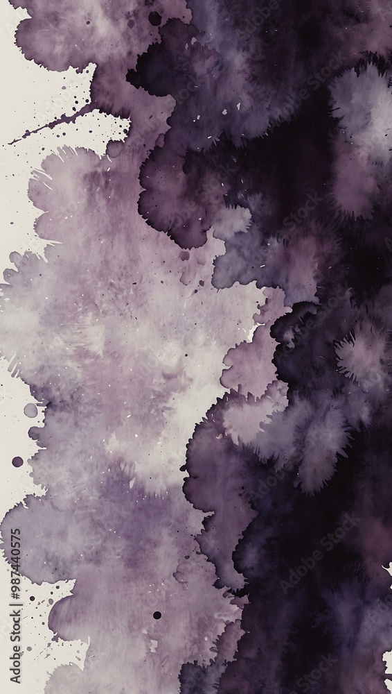 Wall mural Violet abstract watercolor on white background.