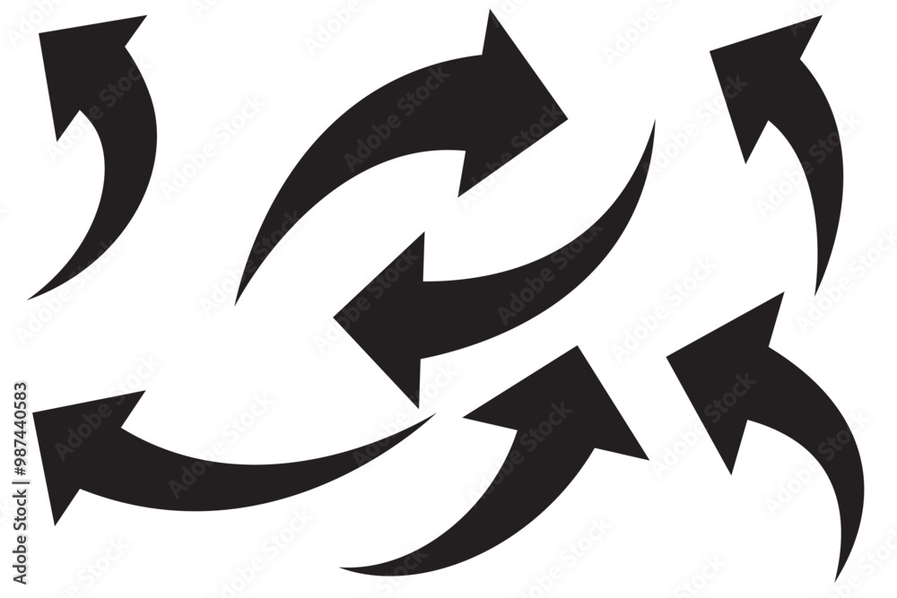 Wall mural black curve arrow icon on transparent background. flat style. arrow icon for your web site design, l