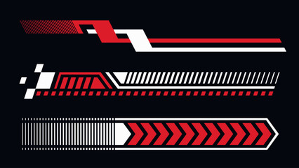 Set of simple vector car stripes. Car race stripes. Racing sticker design. Graphic sport decal vinyl element. Automobile decoration. Racing design vector 
