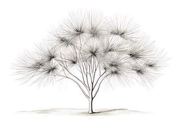 Fototapeta premium Lemongrass tree drawn with graphics on a white background show simple lines and patterns