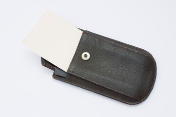 Vintage Leather Wallet with Blank Cards. The composition is suitable for various design applications, such as corporate branding or personal identity themes.