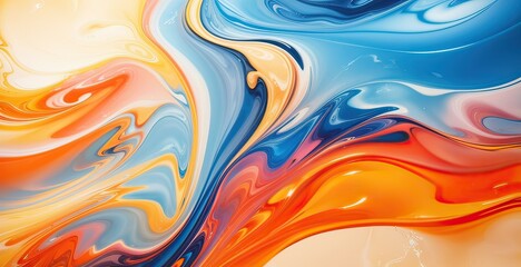 dynamic swirls in orange, blue, and yellow background,  created by ai generated