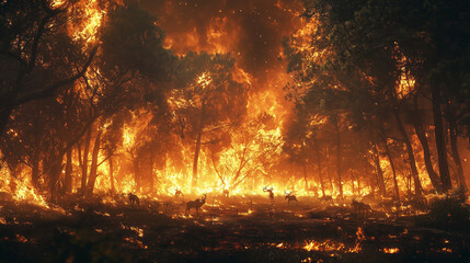 森林火災と野生動物