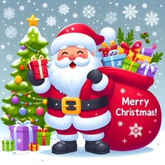 santa claus with gift boxes