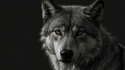 Wolf outline clipart in black and white.