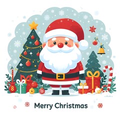 santa claus with christmas tree