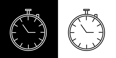 Stop watch icon. Education icon. Business. Black icon. Silhouette. Business logo.