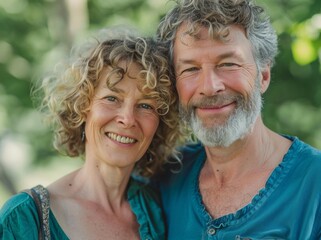 woman portrait mature couple happy together active bonding park outdoor middle aged man talking leisure park fun smiling love old middle mid aged nature wife walking