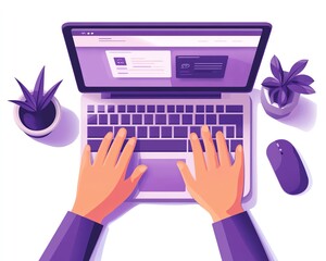 Hands designing a website on a laptop