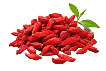 Goji berries isolated on a white background Show details of herbs