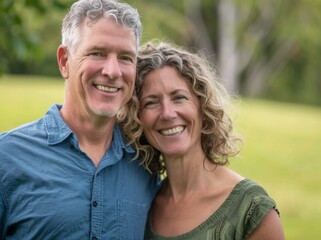 woman portrait mature couple happy together active bonding park outdoor middle aged man talking leisure park fun smiling love old middle mid aged nature wife walking