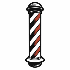 Classic Barber Pole Vector Illustration with Red and White Stripes