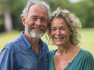 woman portrait mature couple happy together active bonding park outdoor middle aged man talking leisure park fun smiling love old middle mid aged nature wife walking