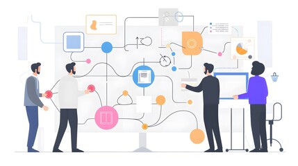 Fototapeta premium Energy Analysis Process: A technical blueprint showcasing the energy analysis capabilities of BIM, illustrating simulations of energy performance and optimization techniques for sustainability feature