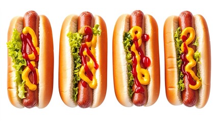 Set of delicious hot dogs