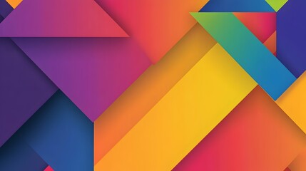 Fototapeta premium Vibrant Geometric Shapes in Pride Colors Modern Abstract Composition with Colorful Gradient