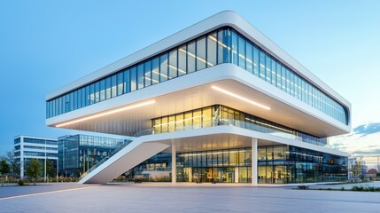 Naklejka premium Modern architectural design of a striking building