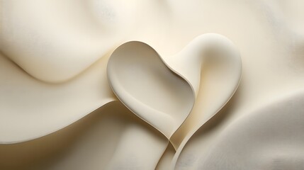 Fototapeta premium A beige background with an abstract heart-shaped form, rendered in the style of light cream and dark gray