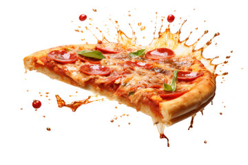 Floating pizza, isolated on white background