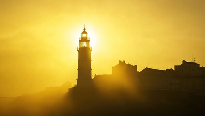 Lighthouse Silhouette at Golden Hour