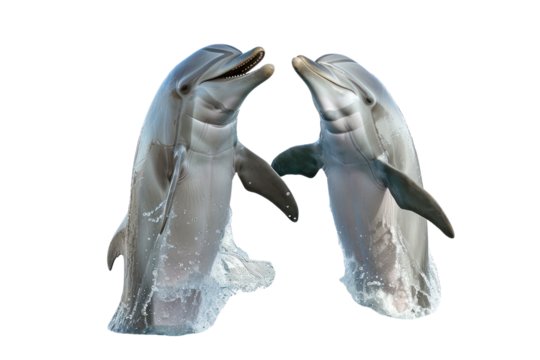 Dolphin wearing a party hat show a cheerful expression on a white background