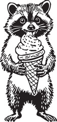 funny raccoon with ice cream