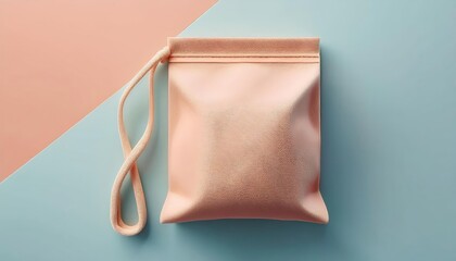 Stylish peach pouch on pastel background, versatile accessory for organizing essentials.