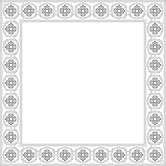 Vector black contour square gothic ornament. Medieval European rectangle, border. Classic pattern of the Germans, Angles, Saxons, Franks