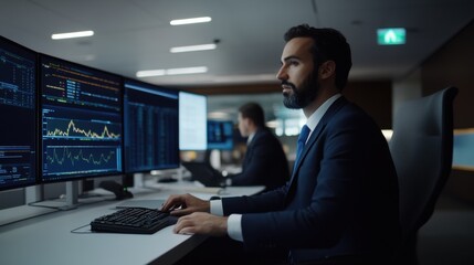 Professional in Financial Control Room with Technology