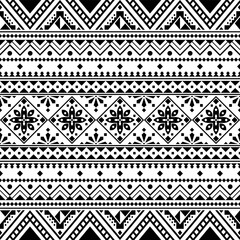 Geometeric seamless ethnic pattern design vector in black white color. Traditional aztec pattern design. Seamless pattern 220924