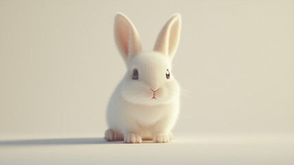 Obraz premium Adorable Whiskers: A Cute White Rabbit on Display