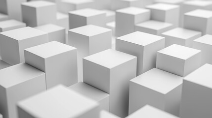 Obraz premium Geometric Harmony: Exploring Depth with White Cubes