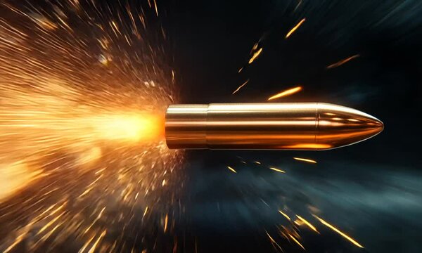 The bullets fly at high speed and come out of the fire.