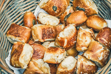 Lye pastries in a basket
