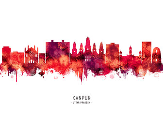Obraz premium Kanpur Uttar Pradesh Skyline Red