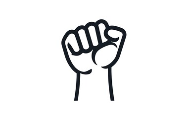 Fototapeta premium Bold Black Line Minimalistic Icon of Raised Fist Symbolizing Empowerment and Solidarity