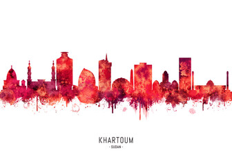 Fototapeta premium Khartoum Sudan Skyline Red