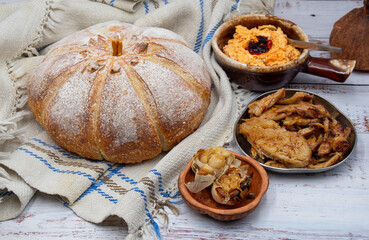 Pumpkin shaped sourdough bread