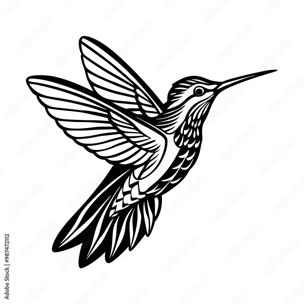 Wall mural Hummingbird silhouette vector illustration