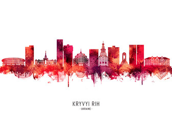Fototapeta premium Kryvyi Rih Ukraine Skyline Red