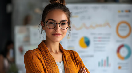 A woman wearing glasses