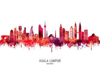 Fototapeta premium Kuala Lumpur Malaysia Skyline Red