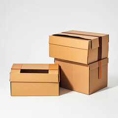 Cardboard boxes isolated on white background