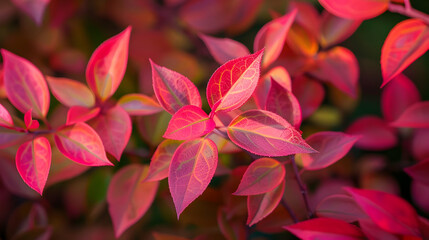 Obraz premium Vibrant Red Autumn Leaves Close-Up Photography